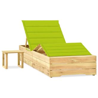 vidaXL Tumbona De Jard&iacute;n Con Mesa Y Coj&iacute;n De Madera De Pino Impregnada Vidaxl