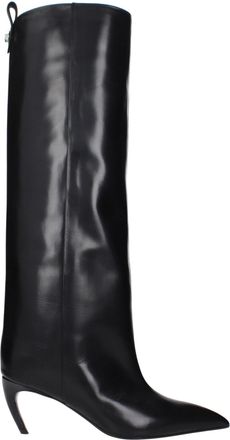 The Attico Black Leather High Heel Womens Boots