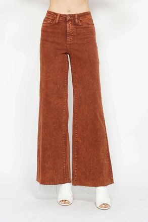 Judy Blue High Waist Garment Dyed Retro Wide Leg Jeans In Pumpkin Spice