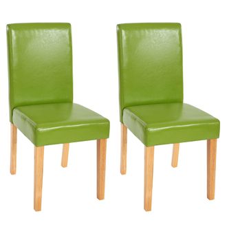 Hhg Nunca Usado] Lote De 2 Sillas De Comedor Silla De Cocina Littau, Polipiel, Verde, Patas Claras