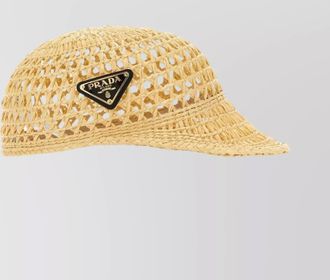 Prada woven straw hat curved peak