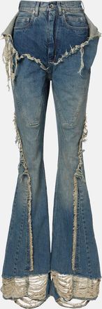 Rick Owens Silvered distressed bootcut jeans