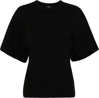 GOEN.J ruched-detailing cotton T-shirt - women - Cotton - L - Black