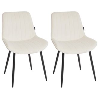 Beliani Conjunto De 2 Sillas De Terciopelo Patas De Acero Negro Sin Reposabrazos Comedor Beige Claro Dubrovnik