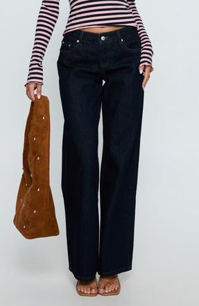 Princess Polly Ellanor Low Rise Straight Leg Jeans in Indigo Blue at Nordstrom, Size 10