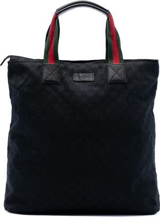 Gucci Pre-owned Womens Gg Canvas Web Tote - Black Textile - One Size