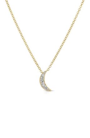 EF Collection Pav&eacute; Diamond Crescent Choker Necklace in 14K Yellow Gold at Nordstrom