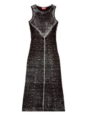 Diesel M-Rab Midi Dress Made Of Black Linen Yarn