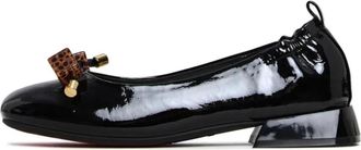 Cesare Gaspari Schoenen, Dames, Zwart, 38 EU, Leer, Leren lak ballerinas met versiering