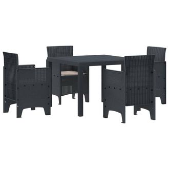 Berkfield Home 5 Piece Garden Dining Set with Cushions Anthracite Poly Rattan