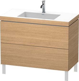 Duravit Lavabo Para Muebles Duravit L-cube C-bonded Con Base De Pie, 100x48 Cm, 2 Extra&iacute;bles, Sin Rebosadero, 1 Agujero Para Grifo, Color: Decoraci&oacute;n Roble Eu