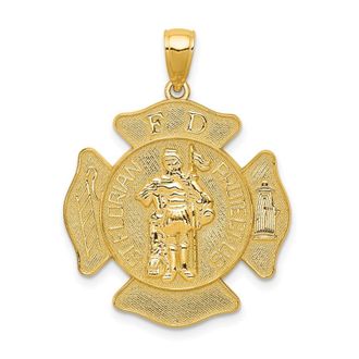 Diamond2Deal 10k Yellow Gold St. Florian Protect Us Fire Dept. Pendant