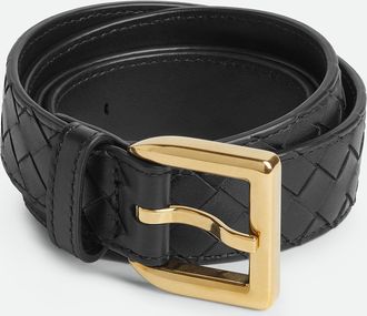 Bottega Veneta Intrecciato Piccolo Belt - Black - Women - 80 - 100% Calfskin