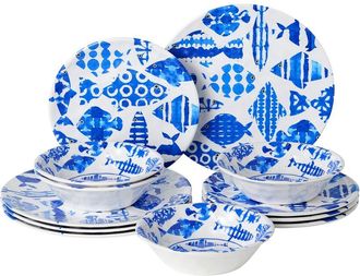 Certified International Fish Tale Melamine 12Pc Dinnerware Set