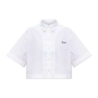 Kenzo Shirts, female, White, Size: 2XS Short Shirt with Embroidered Logo
