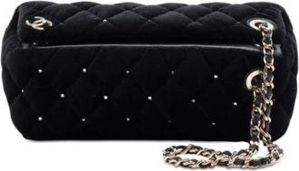 Chanel Pre-owned Quilted Velvet Clutch - Dames - Vintage Schoudertas - Zwart - ONE Size - Leer - Vintage