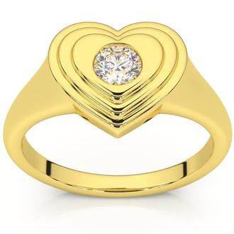 Pompeii3 1/4Ct Diamond Solitaire Womens Sweetheart Signet Heart Ring 14k Gold Lab Grown