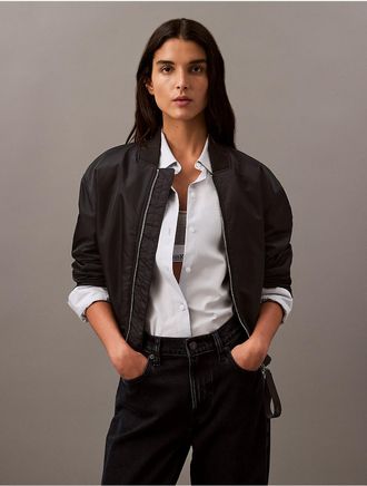 Calvin Klein Jeans Calvin Klein Womens Filled Nylon Bomber Jacket - Black - XS