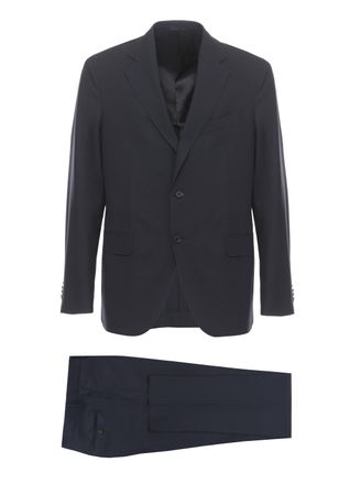 Caruso Blue Peak Lapel Wool Suit