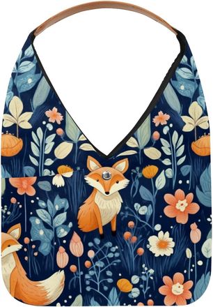 Generic animal fox flowers (1) Reusable Lightweight Grocery Bags - Foldable Into Compact Pouch, Washable & Sturdy, Multipurpose for Shopping and Travel