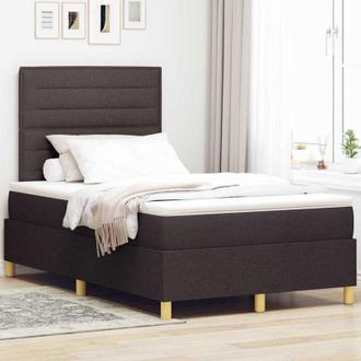 vidaXL Cama Tipo Box Spring Marr&oacute;n Oscuro 120 X 190 Cm Tela Vidaxl