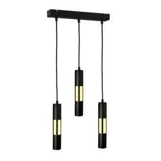 Netlighting Magnum Bar Pendant Ceiling Light Black Gold 50cm 3x GU10