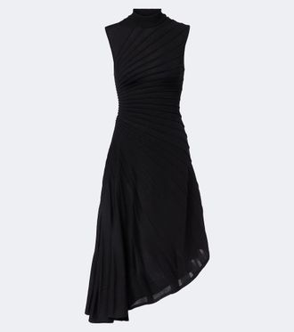 Alaia Ala&iuml;a Asymmetric virgin wool midi dress
