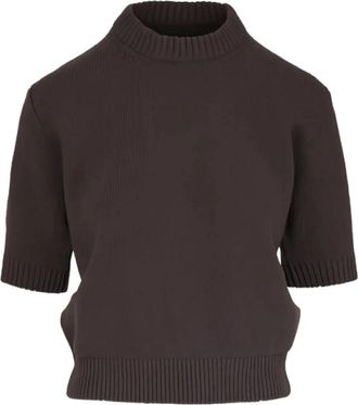 Khaite Davin Top met korte mouwen - Dames - Cashmere truien - Bruin - M - Kasjmier - Truien & Vesten