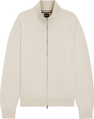 HUGO BOSS Upalano Cardigan - Heren - Vesten - Beige - M - Katoen - Truien & Vesten
