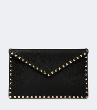 Valentino Garavani Clutch Rockstud de piel