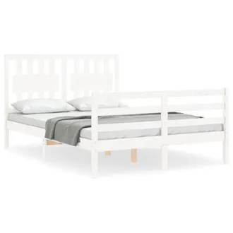 Berkfield Home Bed Frame with Headboard White 120x200 cm Solid Wood