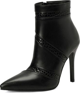 Generic Womens Elegant Pointed Toe Booties with Stiletto Heel - Zip Closure, Perfect for Office Wear and Special Events,Black,1.5 UK