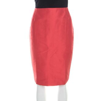 Escada Burnt Orange Silk Pencil Skirt