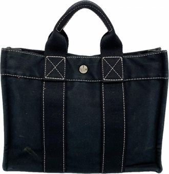 Herm&egrave;s Black Canvas Tote Bag (Pre-Owned)