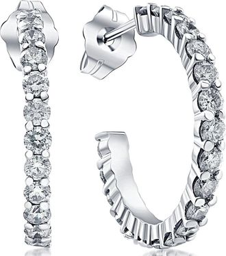 Pompeii3 1 1/10ct Diamond Hoops 14K White Gold