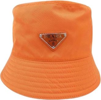 Prada Pre-owned Accessories, male, Orange, Size: ONE SIZE Pre-owned Re-Nylon Hat