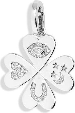 Adina Reyter Good Luck Diamond Clover Pendant in Silver at Nordstrom