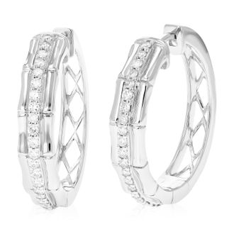 Vir Jewels 1/2 cttw Round Lab Grown Diamond Hoop Earrings.925 Sterling Silver Prong Set 1 Inch