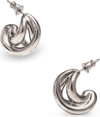 Panconesi Sculptural Crescent-Shaped Silver Huggies