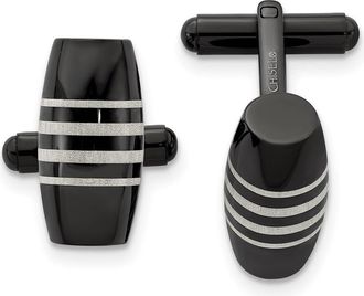 Diamond2Deal Stainless Steel Polished Black IP-plated Cufflinks