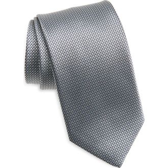 David Donahue Silk Tie in Pearl at Nordstrom