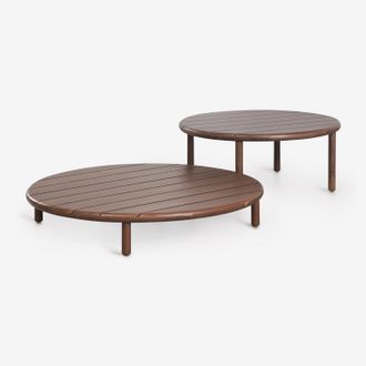 Sklum Set De 2 Mesas De Centro Para Jard&iacute;n Redondas En Madera De Acacia Olivia Sklum