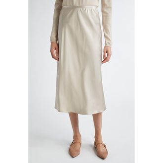 Max Mara Carnet Silk Satin Midi Skirt in Beige at Nordstrom, Size 6