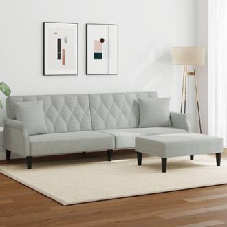 vidaXL Vidaxl - Divano Letto 2Posti Cuscini e Poggiapiedi Grigio Chiaro Velluto