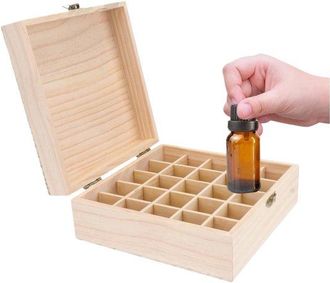 No Brand Caja De Almacenamiento De Aceites Esenciales De Madera De Pino Con 25 Compartimentos, Organizador De Rejilla Desmontable Para Joyas, Esmaltes De U&ntilde;as,