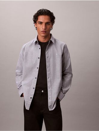 Calvin Klein Jeans Calvin Klein Mens Solid Classic Oxford Button-Down Shirt - Blue - S