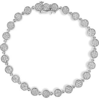 House of Brilliance 925 Sterling Silver 2.0 Cttw Round Diamond Link Bracelet - 7.25 in White at Nordstrom