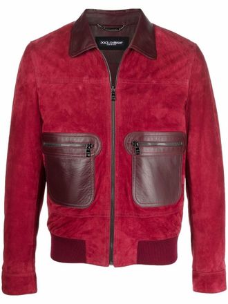 Dolce & Gabbana suede bomber jacket - men - Lamb Skin/Rayon - 60 - Red