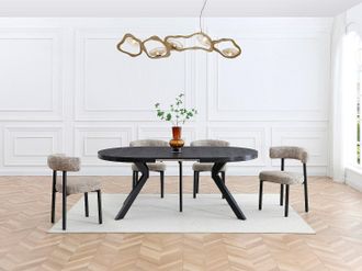 Vente-Unique Tavolo da pranzo allungabile da 6 a 12 coperti in MDF e Acciaio Nero - KOMONI
