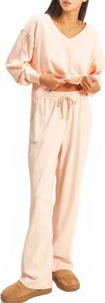 Double Zero High Waist Wide Leg Lounge Pants In Blush